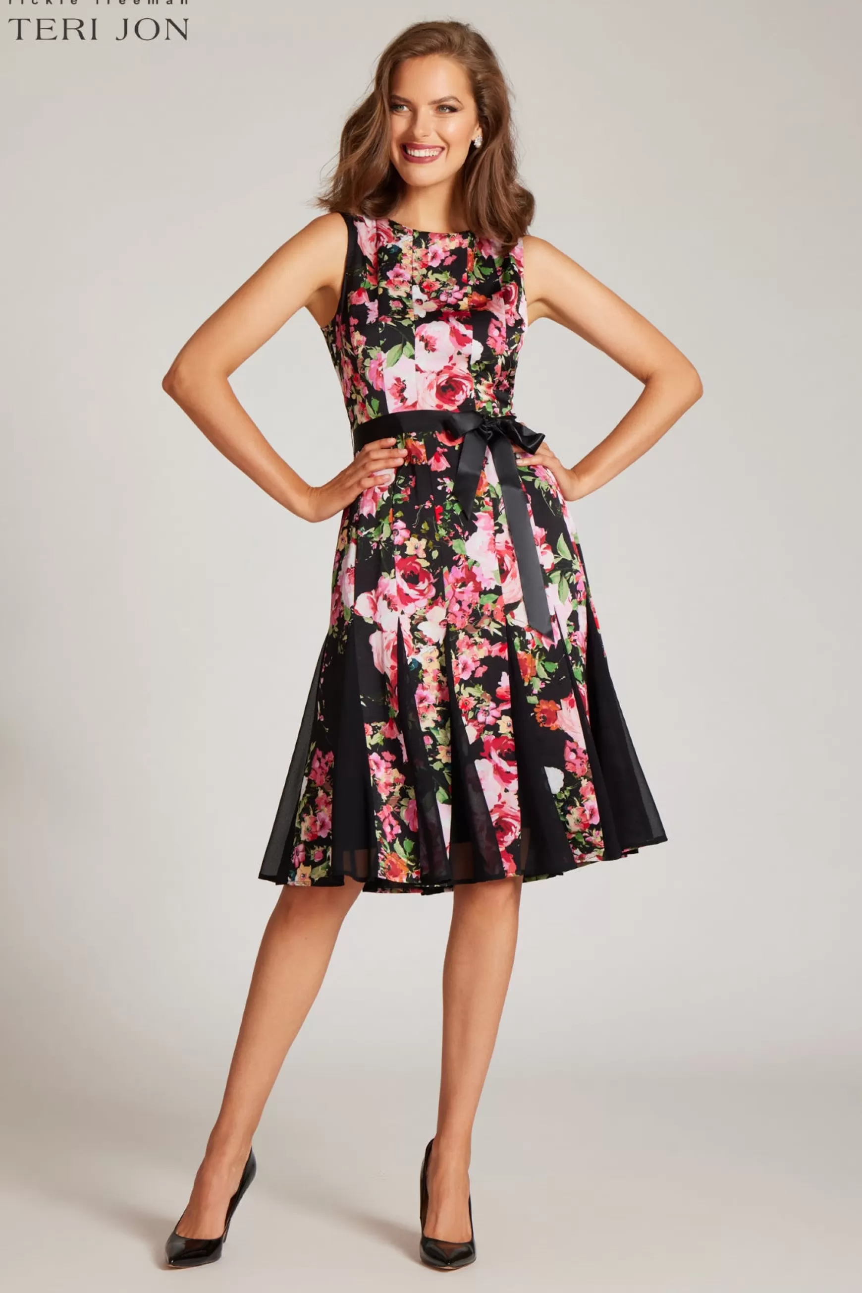 Cocktail & Party Dresses | Day Occasion*Teri Jon Chiffon Sleeveless Print Dress Black Multi