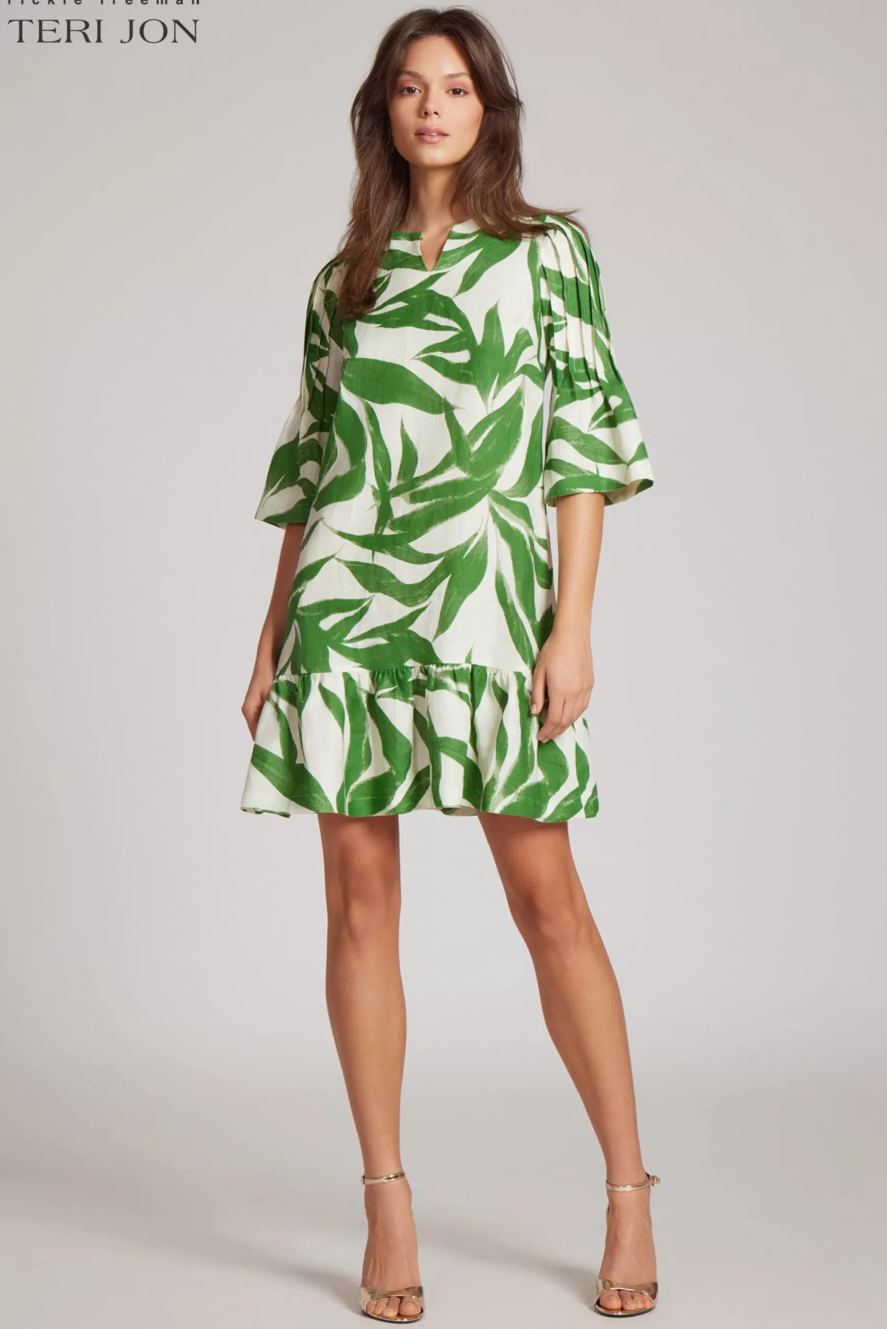 Cocktail & Party Dresses | Day Occasion*Teri Jon Cotton Printed Shirt Dress White Green