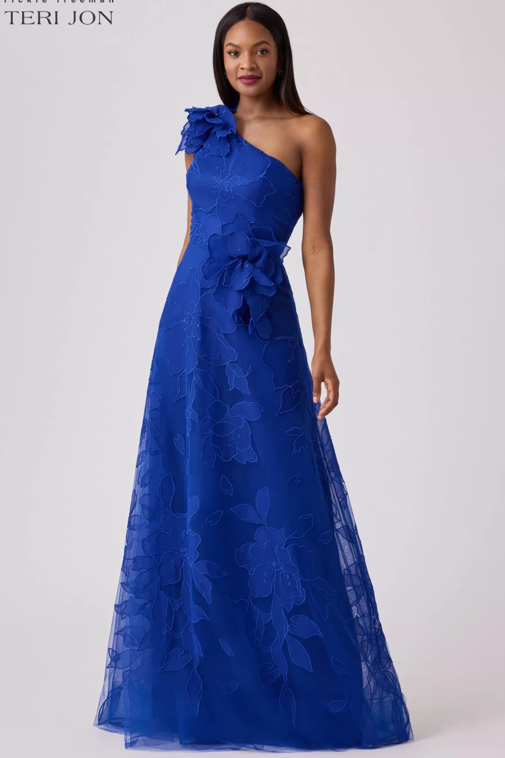 Coming Soon | Evening & Formal Gowns*Teri Jon Embroidered Tulle Organza Formal Gown Royal Blue