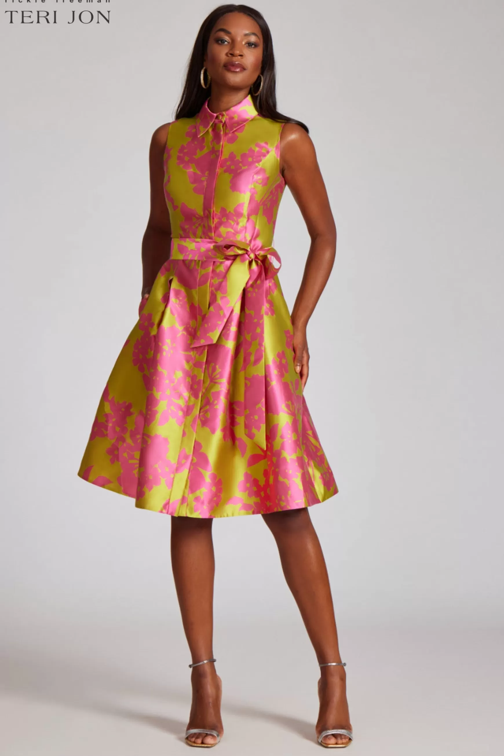 Guest of Wedding | Cocktail & Party Dresses*Teri Jon Gazar Sleeveless Shirt Dress Citrine Pink