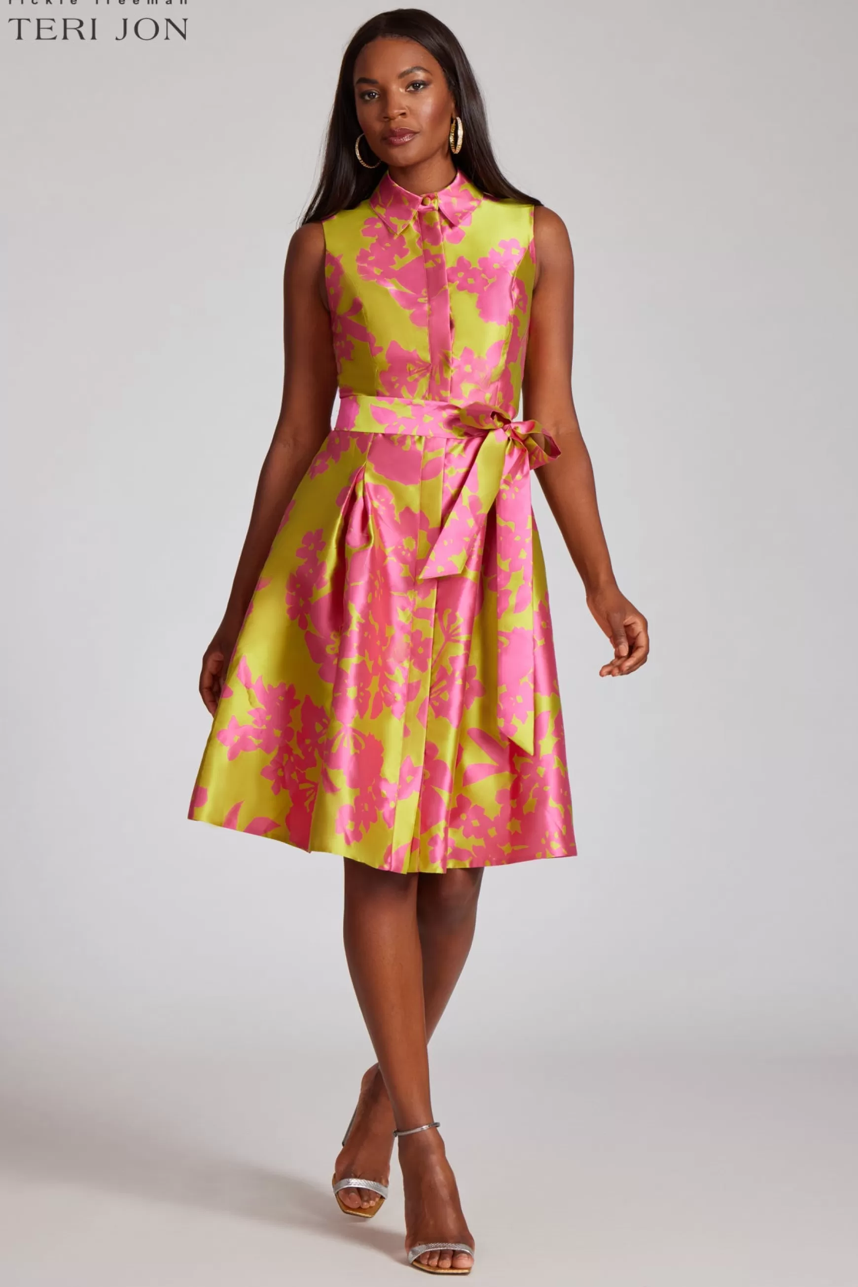 Guest of Wedding | Cocktail & Party Dresses*Teri Jon Gazar Sleeveless Shirt Dress Citrine Pink