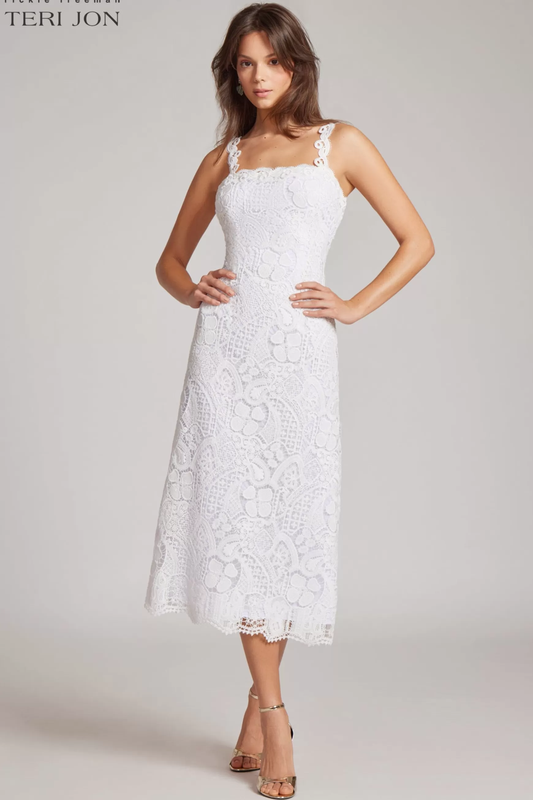 Cocktail & Party Dresses | Day Occasion*Teri Jon Lace Fitted Midi Dress White