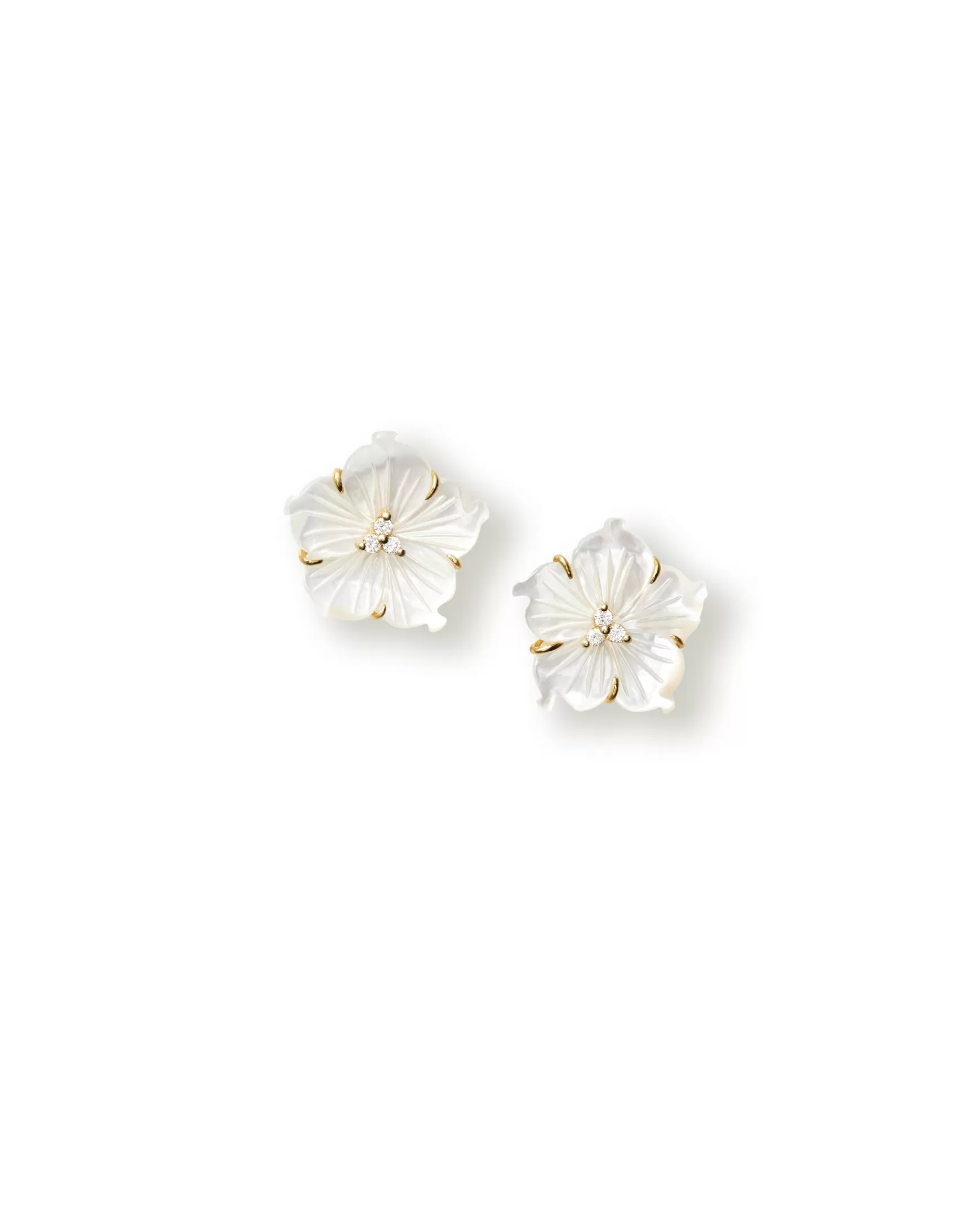 Jewelry*Teri Jon Mother Of Pearl Floral Earrings IVORY/GOLD