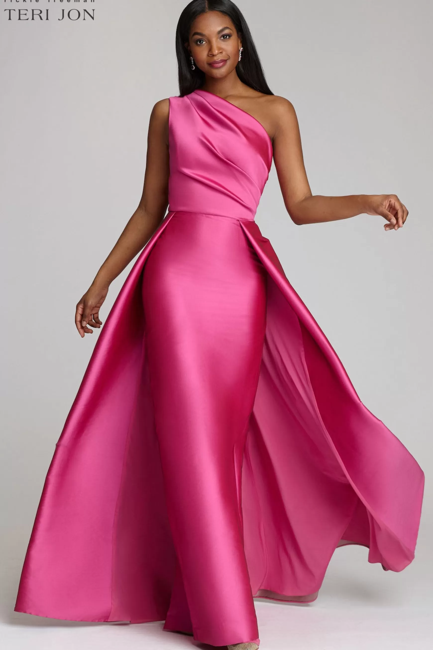 Plus Size Dresses | Evening & Formal Gowns*Teri Jon One Shoulder Stretch Gazar Gown hot-pink | royal-blue