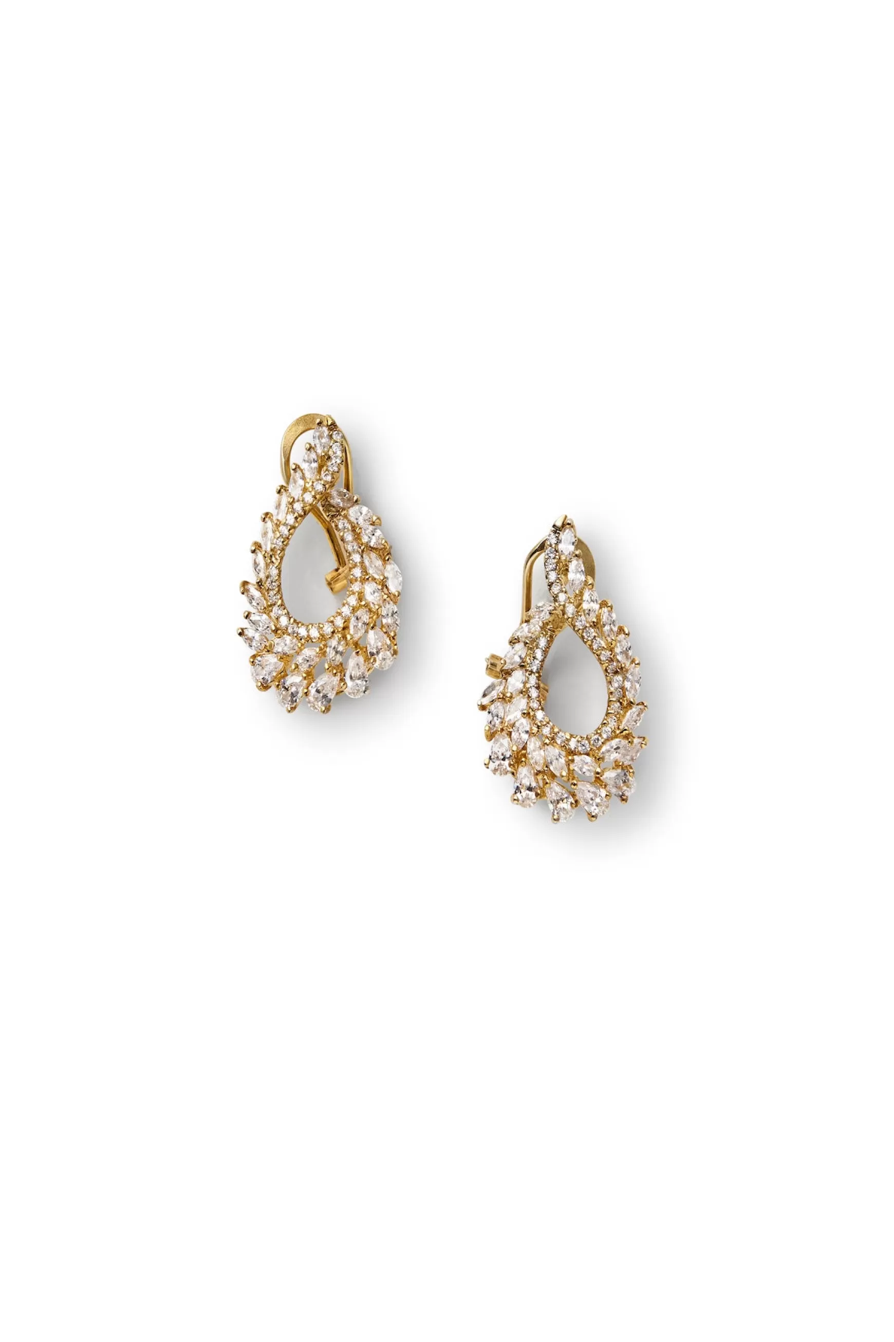 Jewelry*Teri Jon Open Teardrop Cluster Earrings Gold