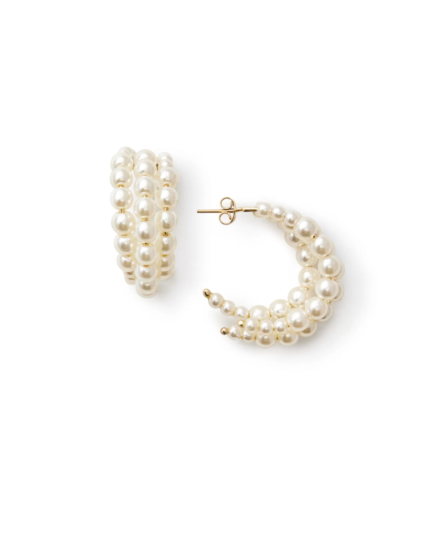 Jewelry*Teri Jon Triple Line Pearl Ring Earrings IVORY/GOLD